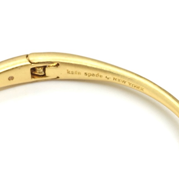 KATE SPADE PERFECTLY IMPERFECT GOLD TONE OPEN HINGED CUFF MULTI COLOR STONES - Picture 11 of 13